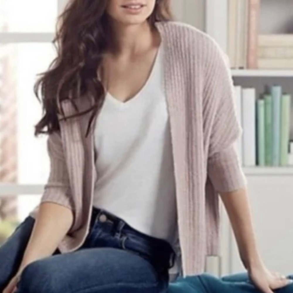 BAREFOOT DREAMS Cozychic Lite Ribbed Shrug Cardigan Blush Pink